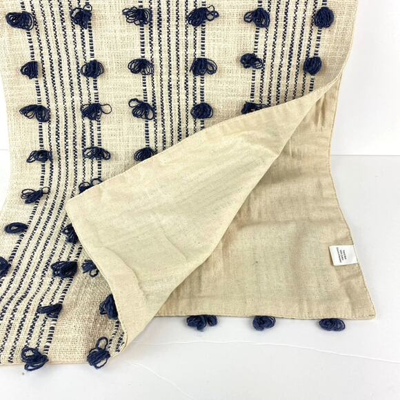 Pom Pom Fringe Woven Cotton Table Runner - Picture 3 of 4